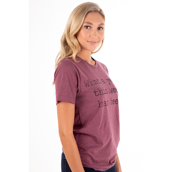 Heather Maroon "What a Year" Graphic Tee - M - Picture 5 of 8
